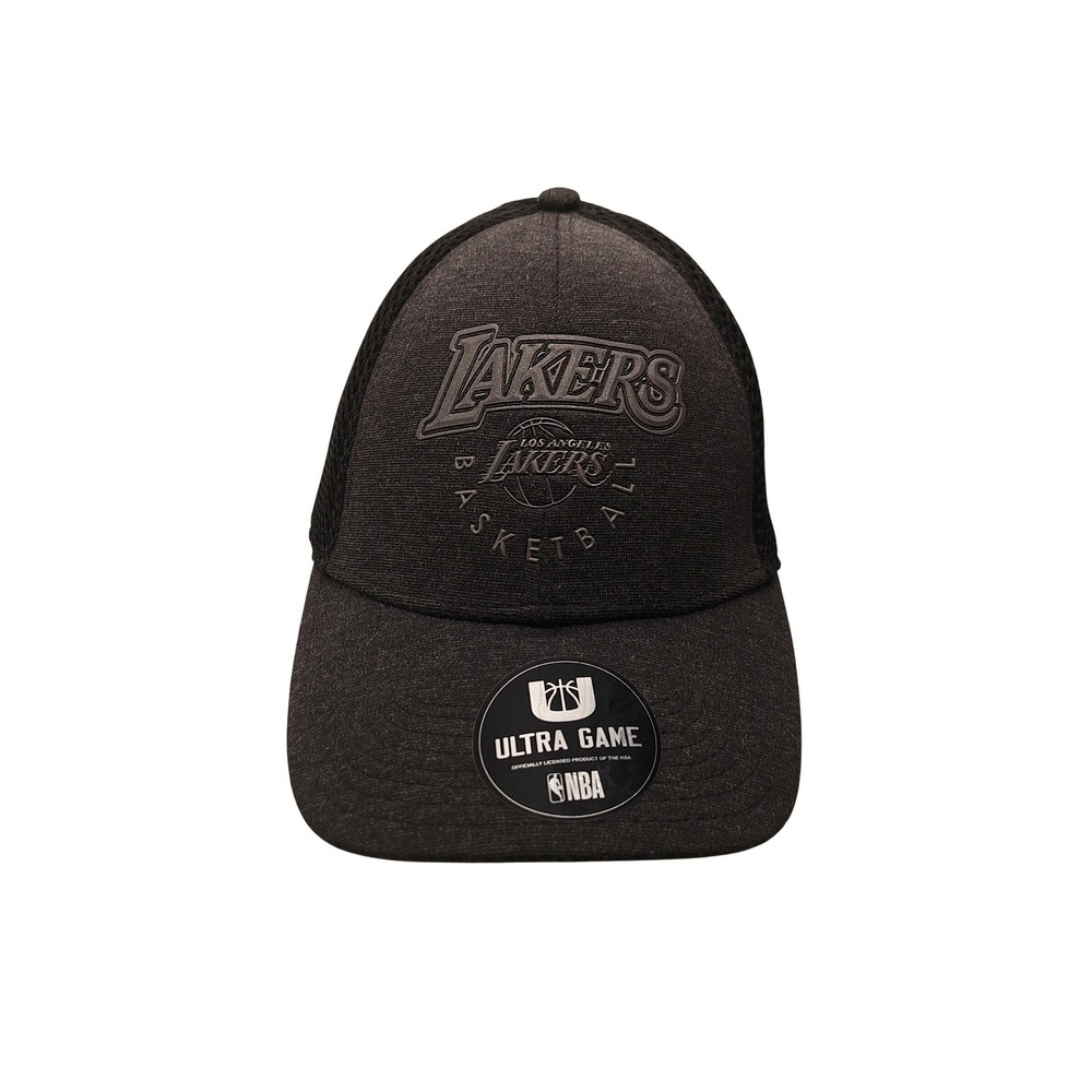 Ultra Game NBA Los Angeles Lakers Hat Black Mesh Stretch Fit Trucker Cap OSFM